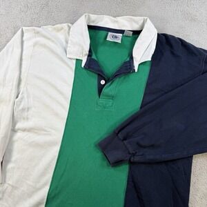 Vintage Rugby Shirt Mens Large Colorblock Cape Island Knitters Striped Y2K